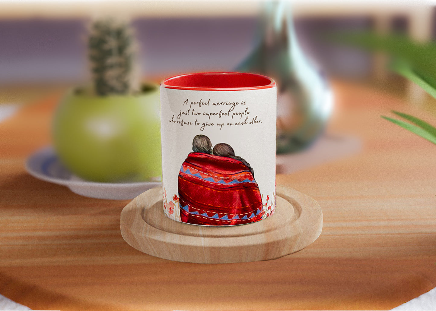 Rote Pärchentasse mit Spruch